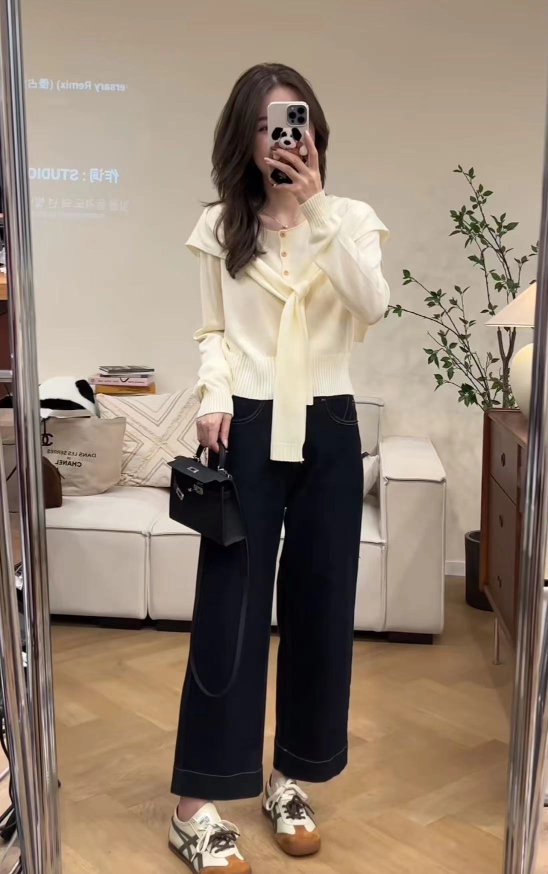2025 New Autumn Fashion Knit Set with Slimming Jeans Two-Piece - Image 3