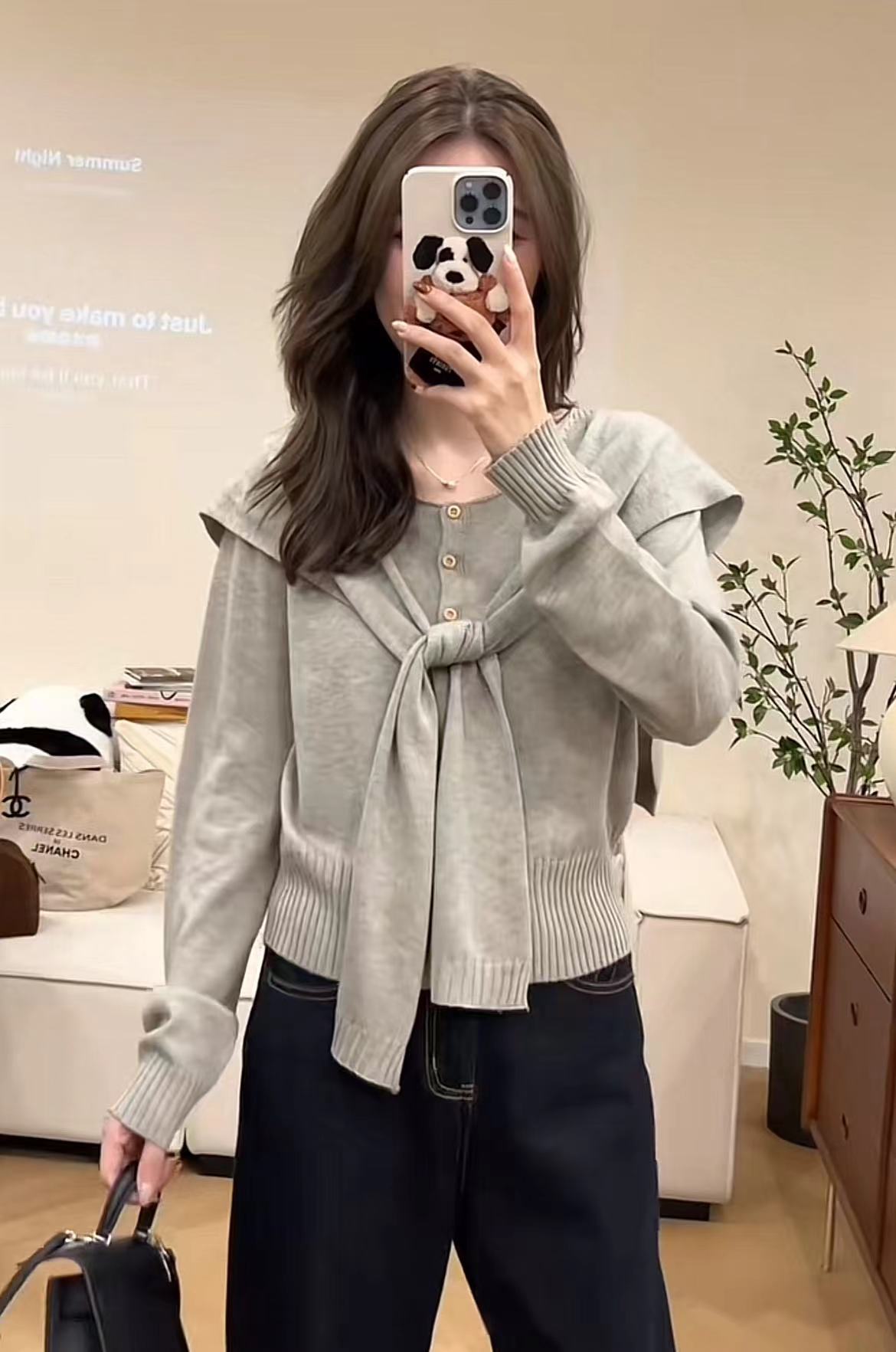 2025 New Autumn Fashion Knit Set with Slimming Jeans Two-Piece - Image 2