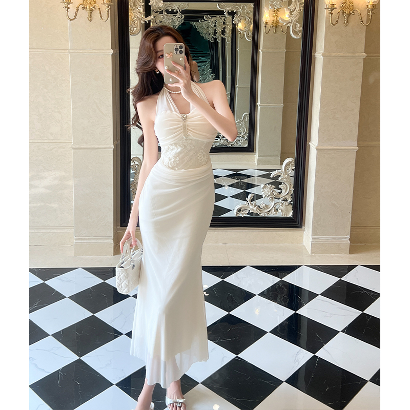 2026 Summer French Style Halter Bodycon Midi Dress - Image 3