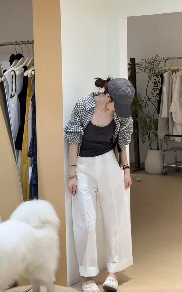 2025 Autumn Slimming Vest Plaid Shirt Wide-Leg Pants Three-Piece Set for Women