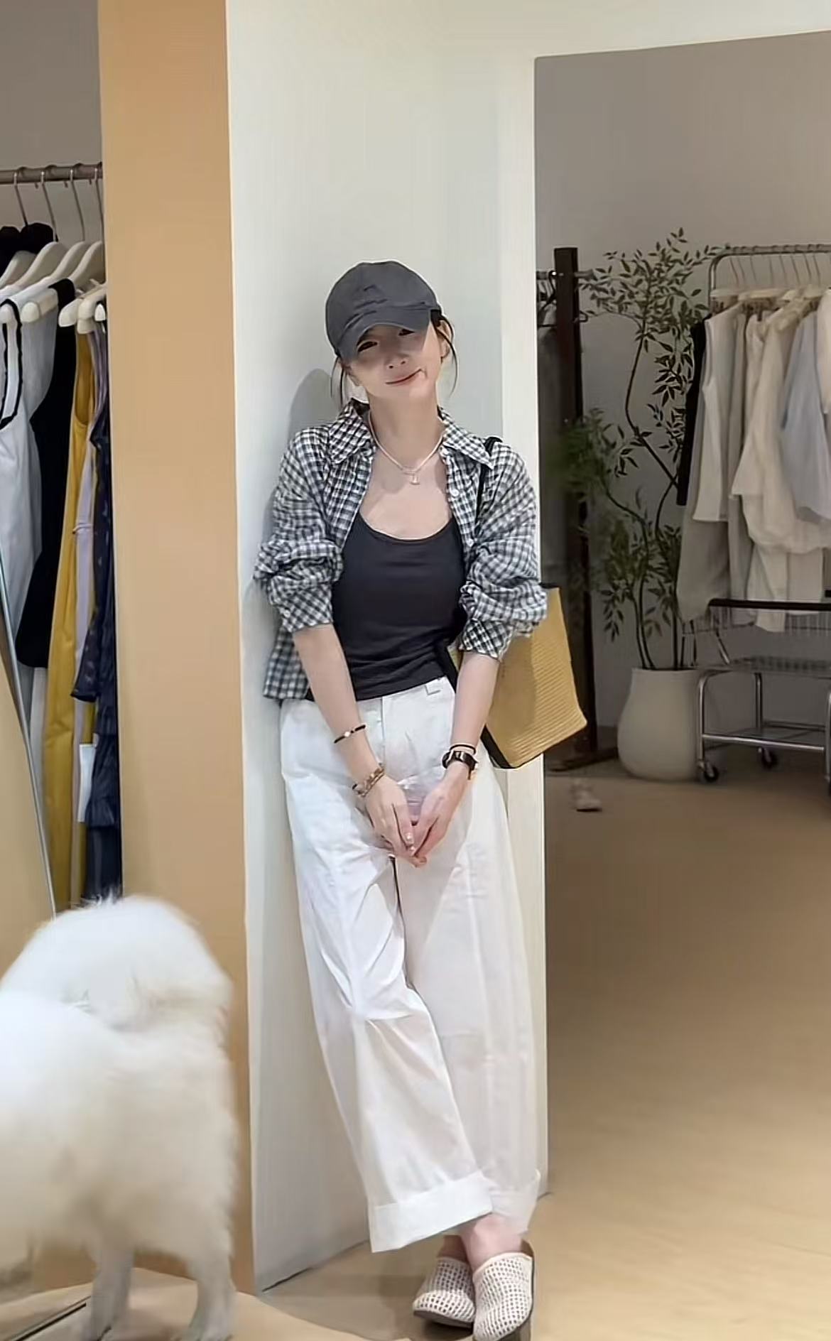 2025 Autumn Slimming Vest Plaid Shirt Wide-Leg Pants Three-Piece Set for Women - Image 3