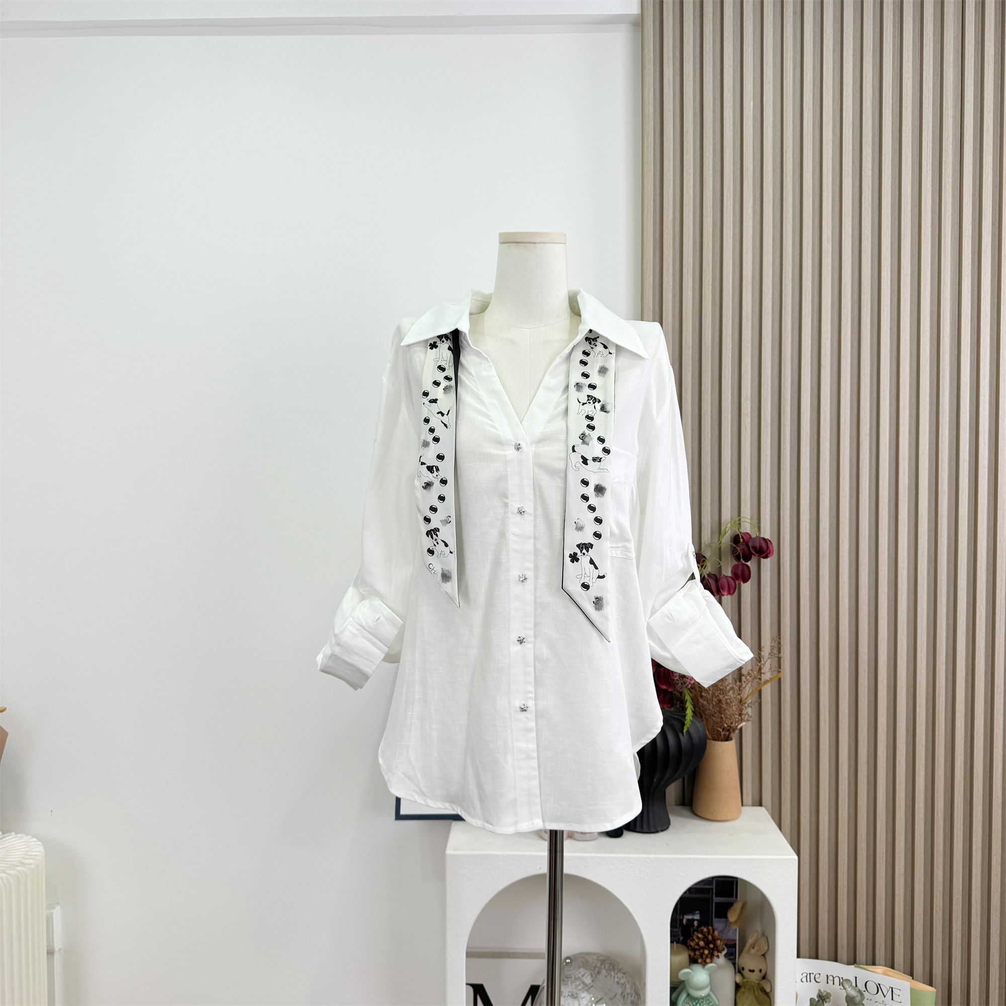 Minimalist Tencel Linen White Shirt Women Summer Loose Collar Long Sleeve Top