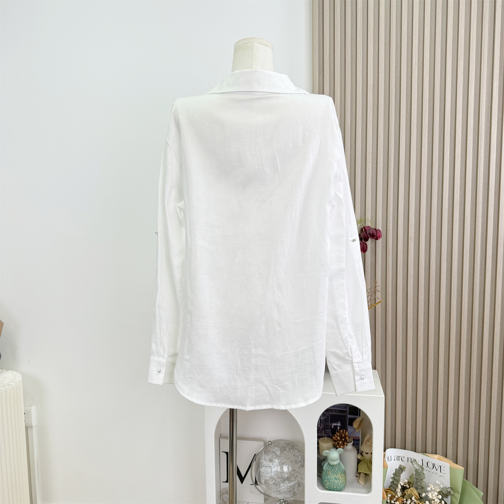 Minimalist Tencel Linen White Shirt Women Summer Loose Collar Long Sleeve Top - Image 4