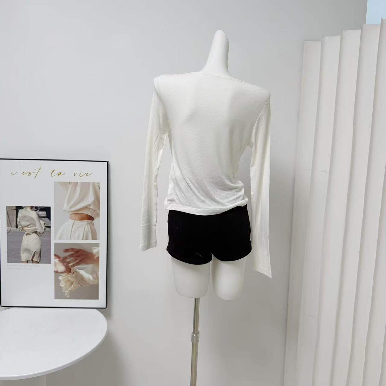 SANLSHAN Asymmetric Neck Long Sleeve Slim Fit Solid Pullover T-Shirt 2026 Spring New - Image 5