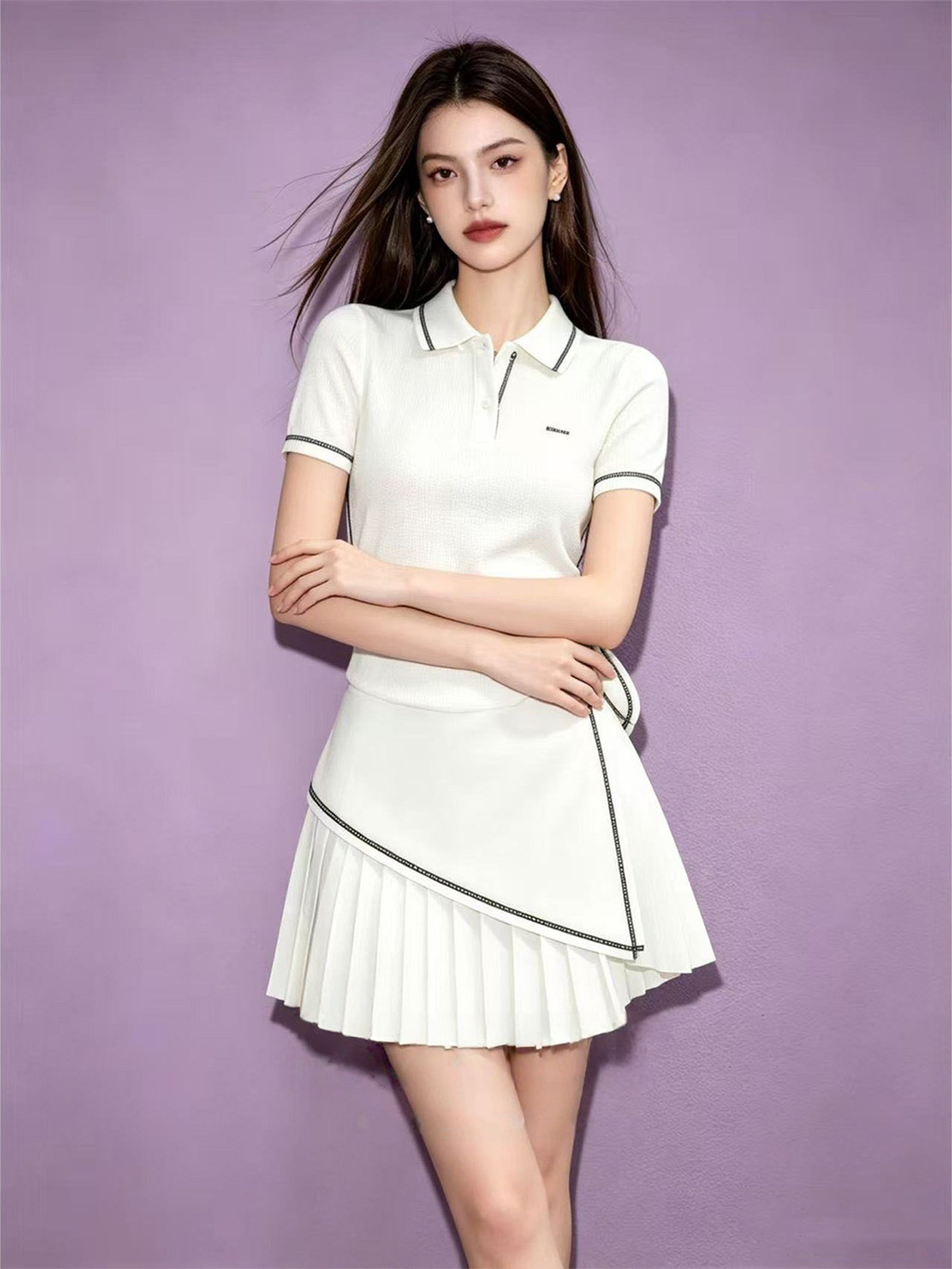 Women's White Slim Fit Short Sleeve T-Shirt Sporty Style 2026 Summer Top - Image 2
