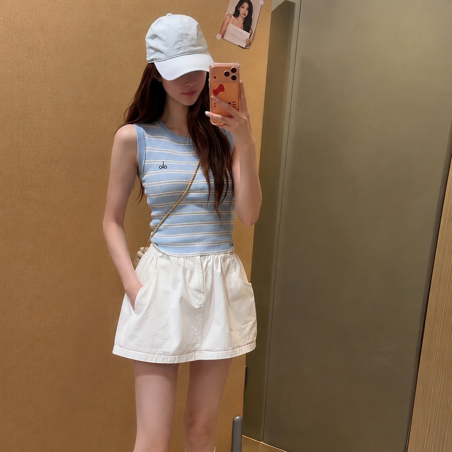 Baby Blue Striped Slim Fit Round Neck Camisole Women 2026 Summer Thai Unique Design Top - Image 5