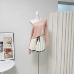 Skk Store Black Label Light Look Tee 220G Tencel Linen Short Sleeve T-Shirt Versatile Off-Shoulder Top Women