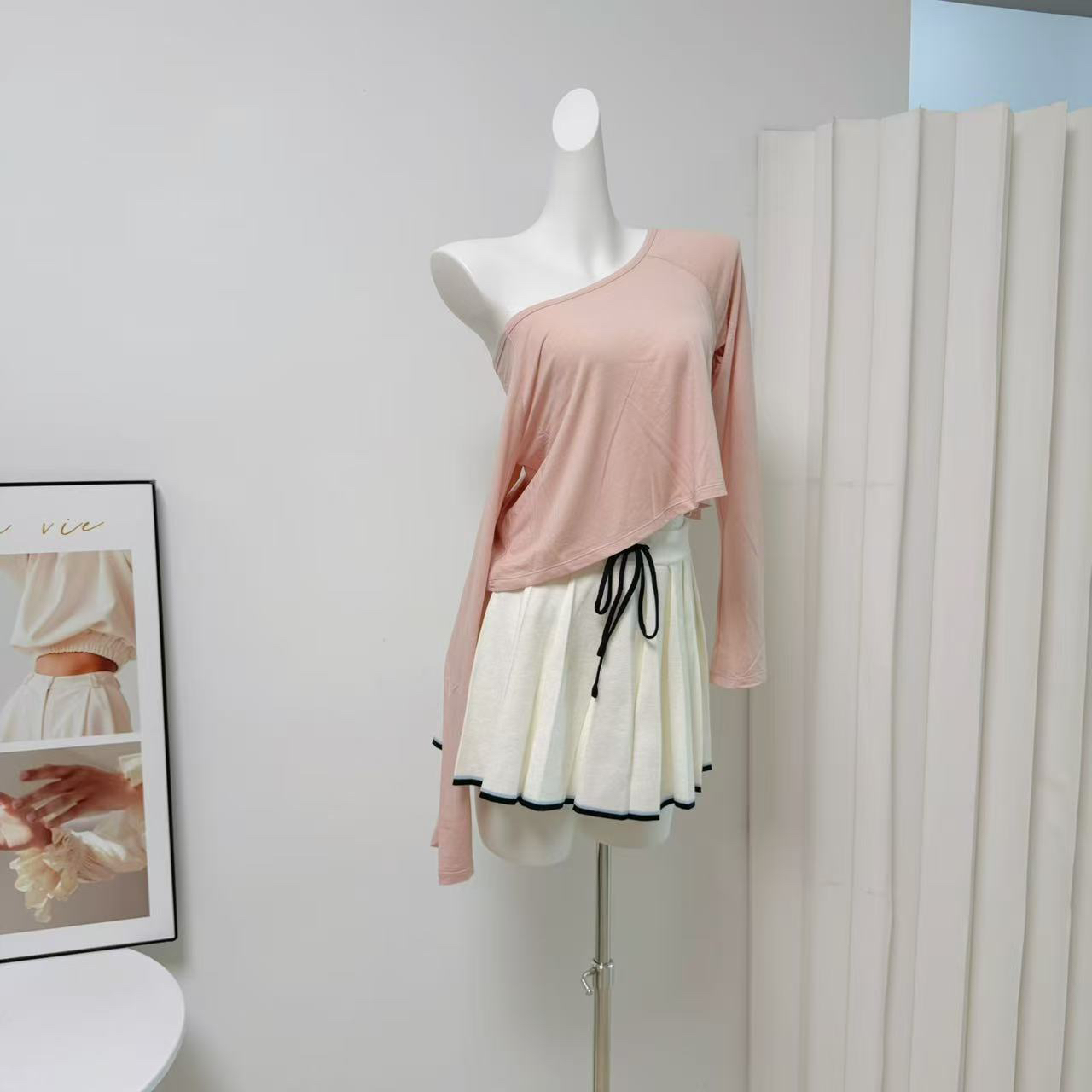 Skk Store Black Label Light Look Tee 220G Tencel Linen Short Sleeve T-Shirt Versatile Off-Shoulder Top Women - Image 2