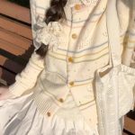 Sweet Striped Hollow Knit Cardigan Women 2026 Fall Literary Retro Lazy Style Top Coat